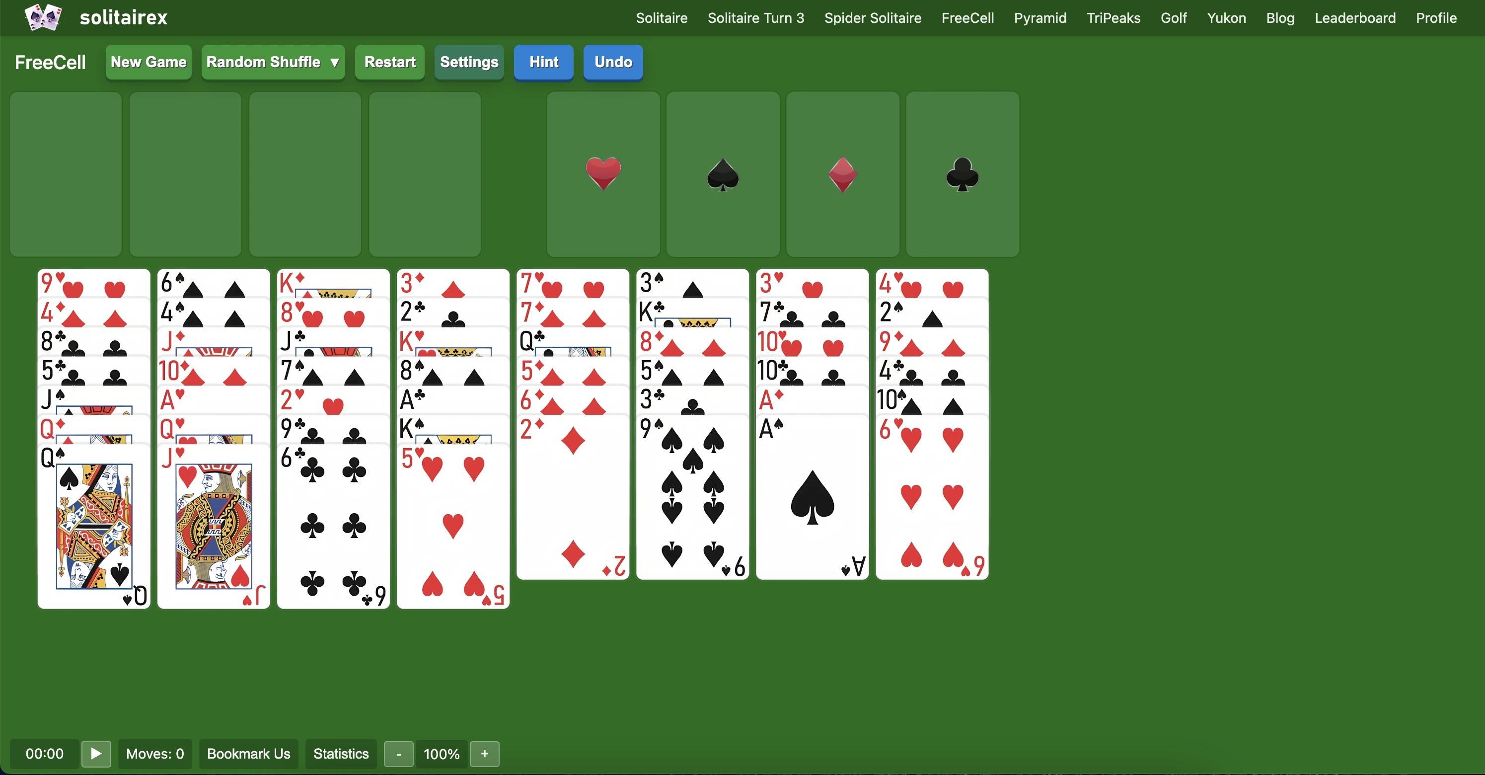 1 suit spider solitaire